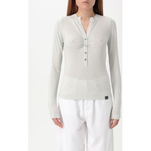 Metallic Knit VNeck Top - Zilver - Sweater