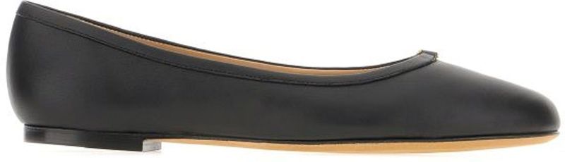 Chloé - Marcie - Ballerina's - Zwart - Leer - Ronde Neus - Goudkleurig Logo