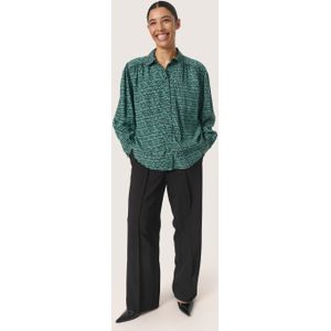 Overhemd - Bottle Green - Regular Fit - Lange Mouwen - Vierkant Motief