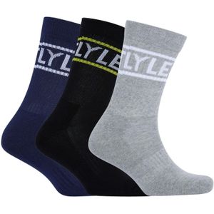 Lyle & Scott Herensportsokken met logo (Set van 3) (Grijs/Zwart /Navy)