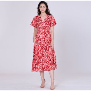 Wikkel midi abstracte print midi -jurk