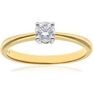 Verlovingsring, 9ct geelgoud IJ/I ronde briljante diamanten ring, 0,25 ct diamantgewicht