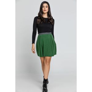 A-lijnrok - Groen - Met Donkergrijze Tailleband - Gevoerd Met Stretchstof
