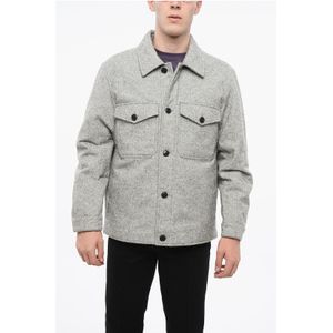 Overhemd van wolmix met dubbele borstzakken in grijs