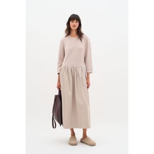InWear - Jurk - Donkerbeige - Jersey - 7/8 Lengte - Losse Pasvorm - Driekwart Mouw