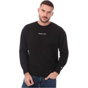 Tommy Hilfiger Casual Linear sweatshirt met ronde hals voor heren, zwart