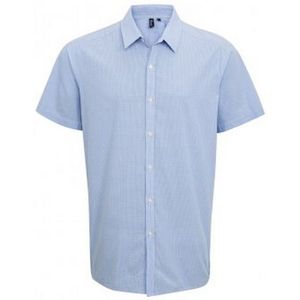 Premier Heren Gingham Shirt met korte mouwen (Lichtblauw/Wit)