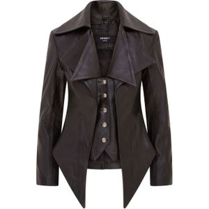 Dames - Sandvika - Leren Jas - Mid-Length - Gothic - Edwardiaans