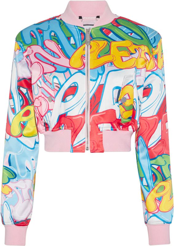 Philipp Plein - Satijnen Cropped Bomber - Veelkleurig - Dames