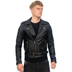 Heren - Bikerjack - Antalya - Zwart - Premium Volnerf Nappaleer