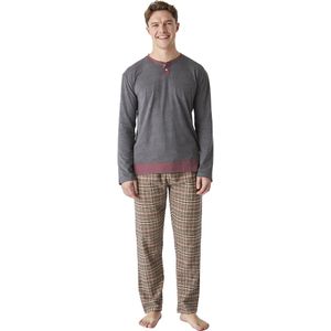 Katoenen herenpyjama met lange mouwen en een medium kraag JJBEP5902