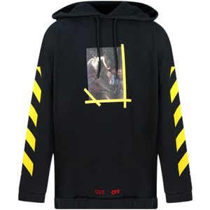 Lange Zwarte Hoodie Met Off-white Bedrukt Annunciazione-logo - Maat XS