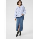 Kaffe - Blauw/Wit Gestreepte Pofmouw Blouse - Dames - Katoen