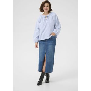 Kaffe - Blouse 'Nelly' - Lichtblauw/Wit - Klassieke Blouse - Lange Mouw