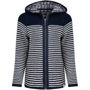 Weird Fish Dames Bianca Gestreepte Macaroni Eco Vriendelijke Volledige Ritssluiting Hoodie (Marineblauw)