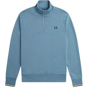 Fred Perry Unisex Volwassenen Half Zip Tipped Mouw Sweatshirt (Blauw)