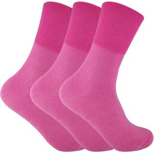 Set van 3 sokken zonder elastiek thermo diabetessokken voor dames - Roze