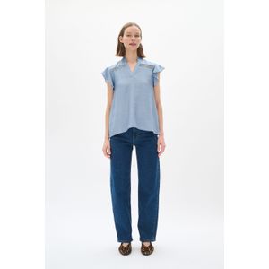 Blouse met korte mouwen Bleached Blue
