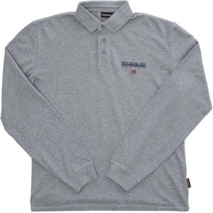 Napapijri E-Ayas Poloshirt Met Lange Mouwen Voor Heren, Grijs - Maat S