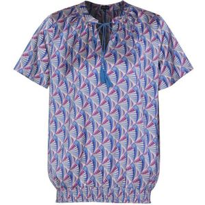 Exxcellent Satijnen Top Chenna Met All Over Print En Franjes Blauw/paars - Maat 5XL