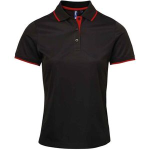Premier Dames/Dames Coolchecker Contrast Piqué Poloshirt (Zwart/Rood)
