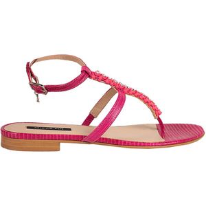 Patrizia Pepe - Sandalen - Roze - Natuurlijk Leer - Dierenmotief - Enkelbandje