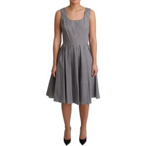 Dolce & Gabbana - A-lijn Jurk - Grijs - Katoen - Blauw Beige Geometrisch