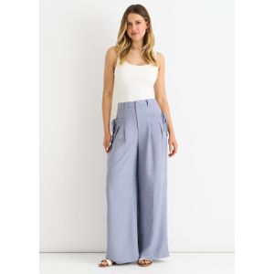 Linnenlook broek met hoge taille en wijde pijpen