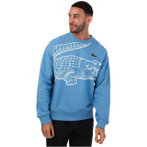 Lacoste sweatshirt met grote krokodillenprint voor heren, blauw