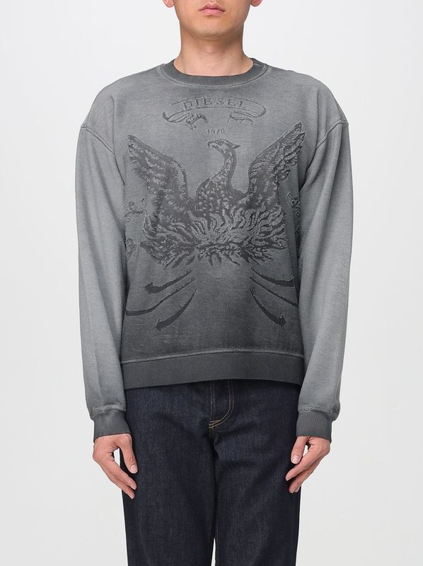 Diesel, Heren, Sweatshirts & Hoodies, Grijs, Maat: 3XL Leer,