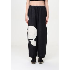 Brede Linnen Broek met Abstracte Bloemenprint