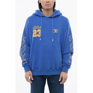 Geborsteld katoenen OW23 Skate Fit Hoodie in blauw