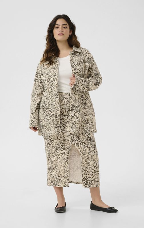 KAFFE - CURVE - Tussenjas - Beige / Grijs