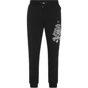 Philipp Plein - Broeken - Zwart - Fleece van Katoenmix - Steekzakken - Verstelbare Tailleband