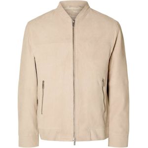 Selected Jas zomer Mike Goat Suede Bomber Jacket Incense Beige