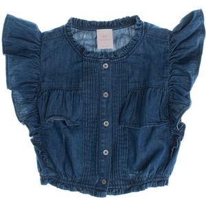 Denim shirt met korte mouwen en ruches 786958 meisje