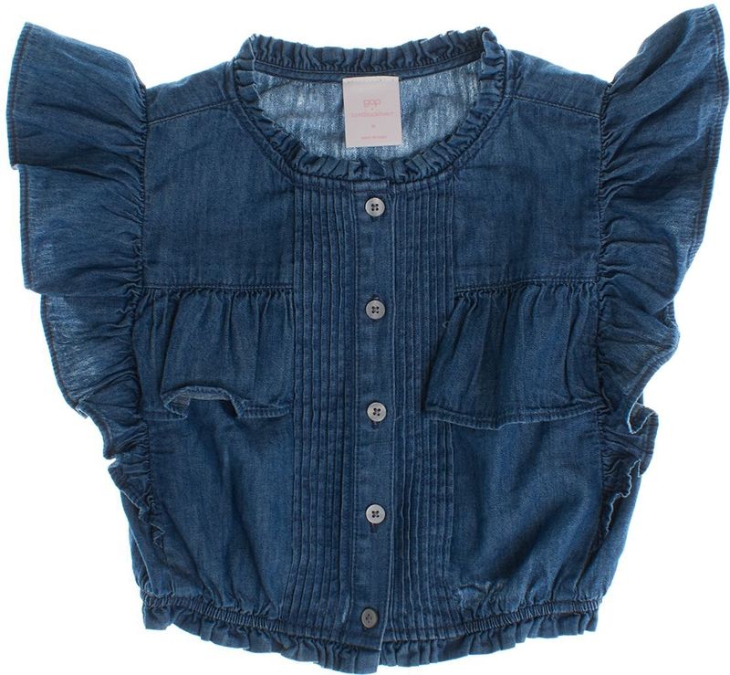 Denim - Shirt - Korte Mouwen - Meisje - Ruches