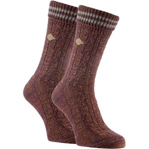 2-pack Heren Katoenen Kabelgebreide Boot Dress Sokken met Omgeslagen Top