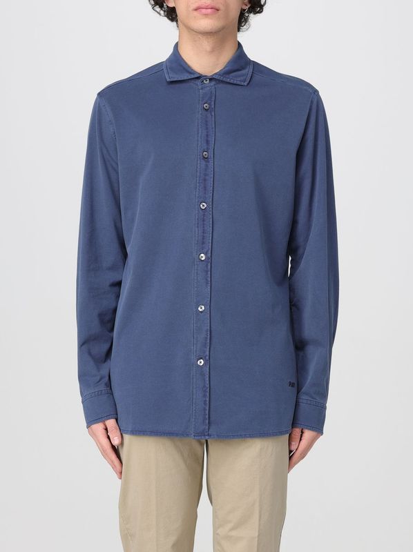 Woolrich - Casual Overhemd - Blauw - 100% Katoen - Met Borstzak