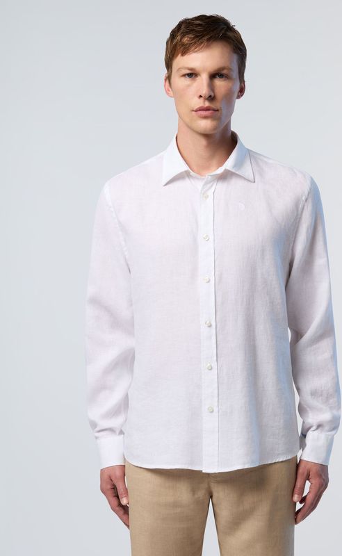 North Sails - Long Sleeve Shirt - Wit - Linnen - Heren
