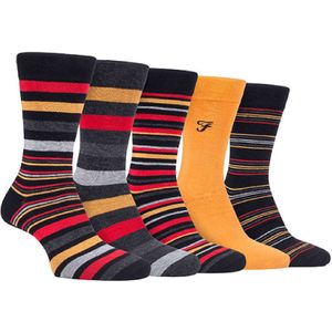 5-pack Heren Bamboe Felgekleurde Gestreepte Patroon Sokken