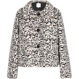 Mymo - Jas - Wit Zwart - Dames - Statement-jack met Bontpatroon