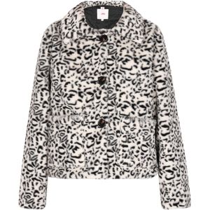 Mymo - Jas - Wit Zwart - Dames - Statement-jack met Bontpatroon