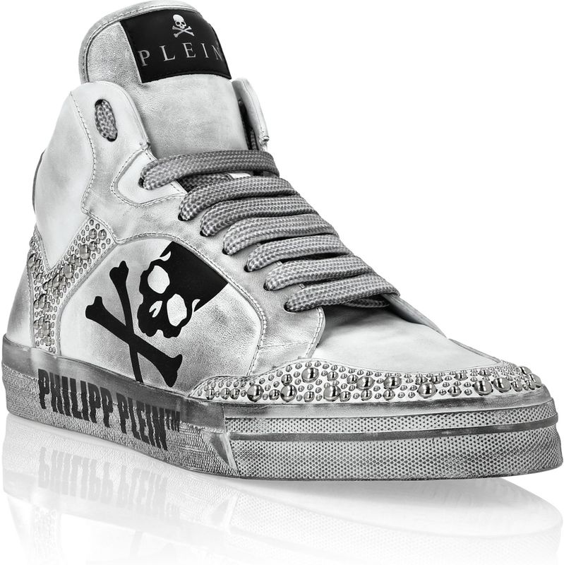 Philipp Plein - Nappa Lederen Hi-Top Sneakers - Wit - Studs Retrokickz TM