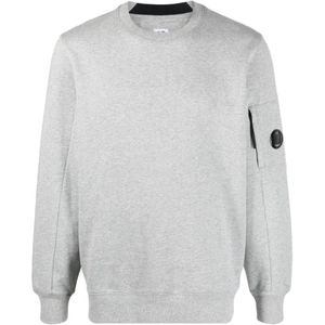 Katoenen sweatshirt met CP Company-logopatch in melangegrijs