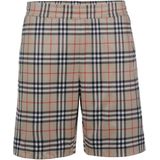 Burberry - Korte Broeken - Beige - Polyester - Ruitpatroon, Mesh Voering, Zijzakken