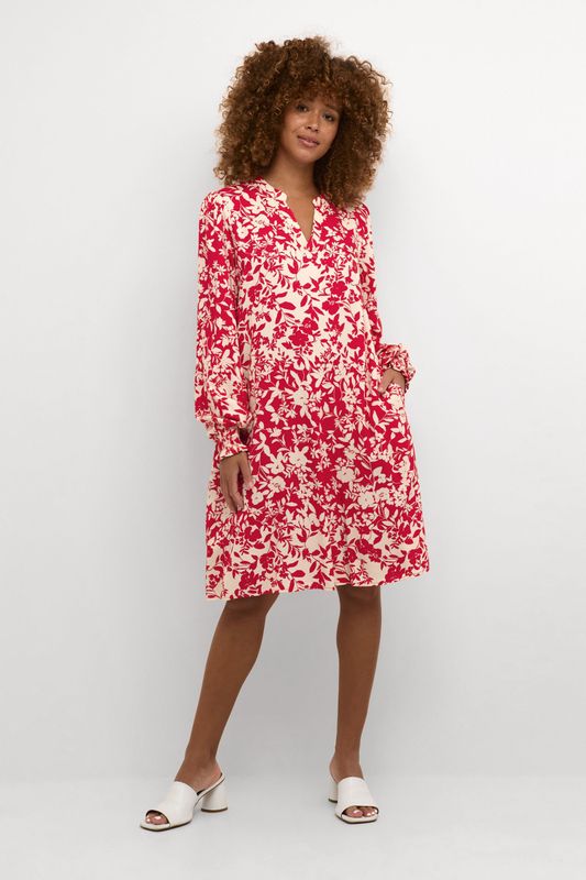 Jurk - Relaxed Fit - Wit - Boven de Knie - Lange Mouwen