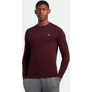 Lyle & Scott katoenen merinotrui met ronde hals in bordeauxrood