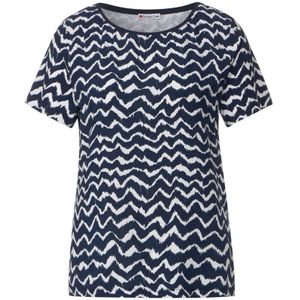 Street One T-shirt Met All Over Print Donkerblauw/wit - Maat S