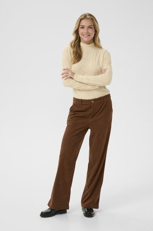 CRKanna - Corduroy Pant - Bruin - Dames - Polyester - Wijde Pijpen